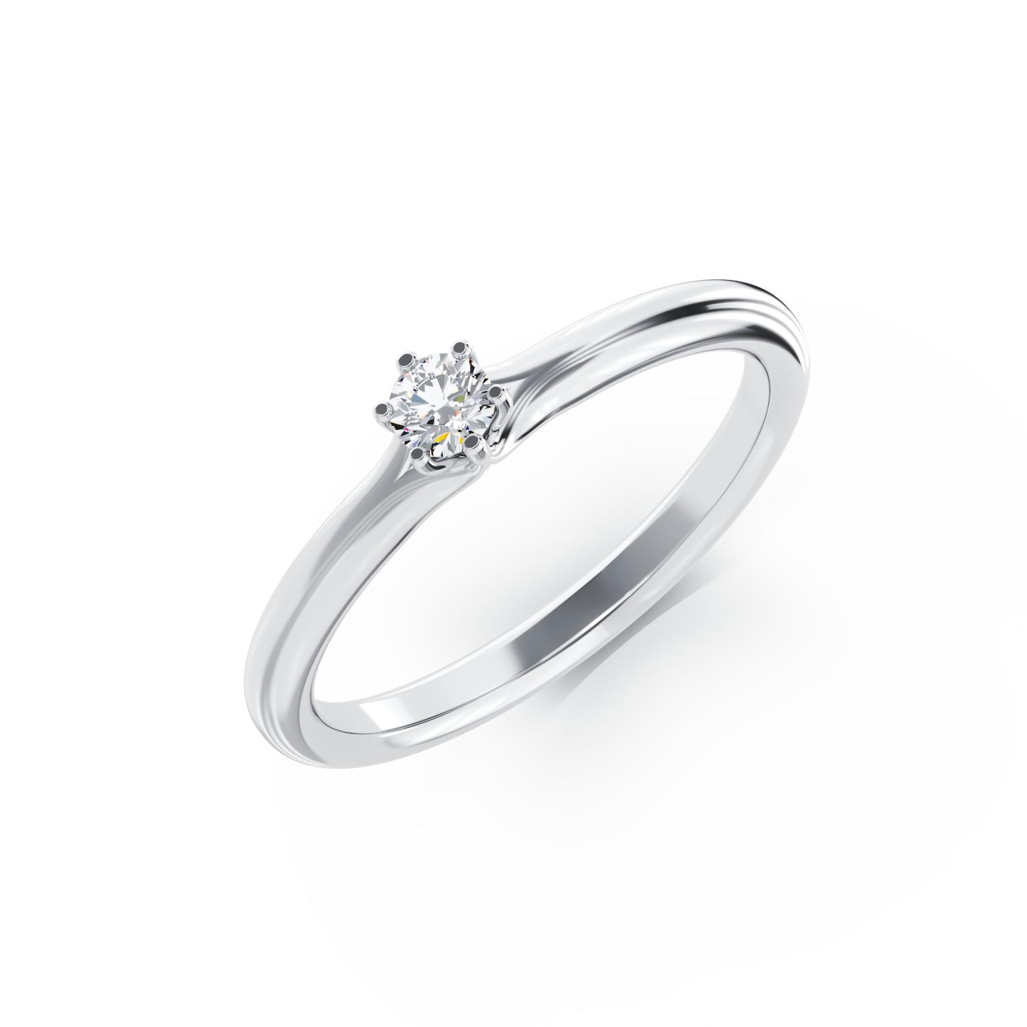 18K white gold engagement ring with a 0.101ct solitaire diamond